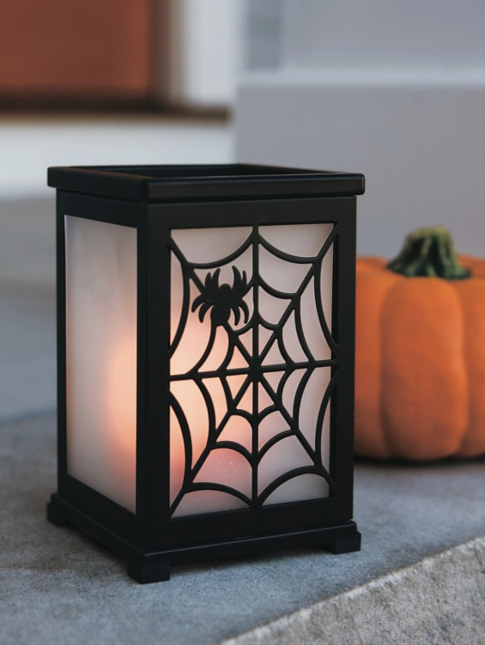 🕸️ Partylite Black Metal Glass Halloween Spider Web Candle Holder Decor